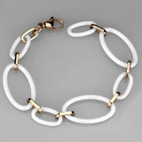 IP Rose Gold(Ion Plating) Stainless Steel Bracelet with Ceramic  in White