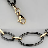 IP Rose Gold(Ion Plating) Stainless Steel Bracelet with Ceramic  in Jet