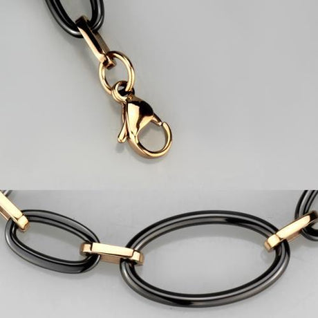 IP Rose Gold(Ion Plating) Stainless Steel Bracelet with Ceramic  in Jet