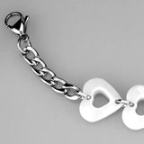 High polished (no plating) Stainless Steel Bracelet with Ceramic  in White