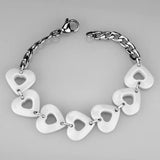 High polished (no plating) Stainless Steel Bracelet with Ceramic  in White