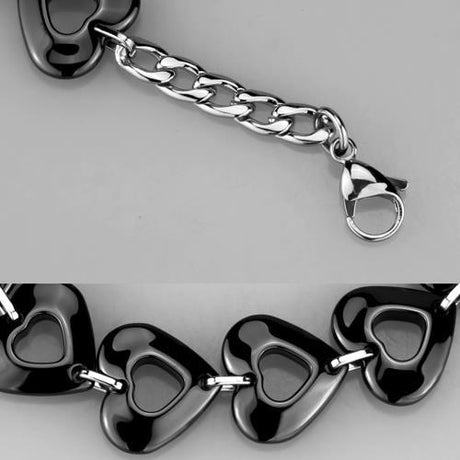High polished (no plating) Stainless Steel Bracelet with Ceramic  in Jet
