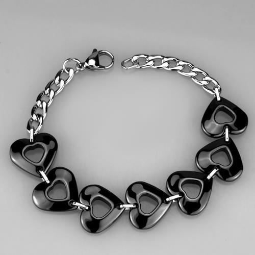 High polished (no plating) Stainless Steel Bracelet with Ceramic  in Jet