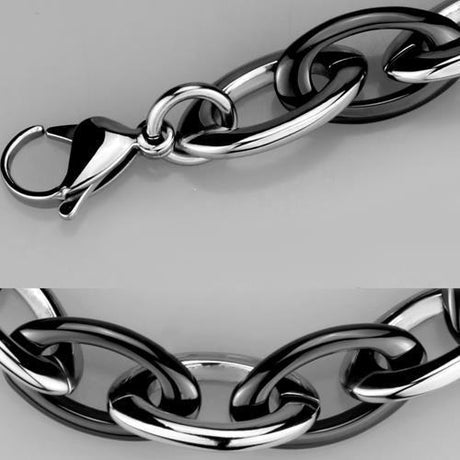 High polished (no plating) Stainless Steel Bracelet with Ceramic  in Jet