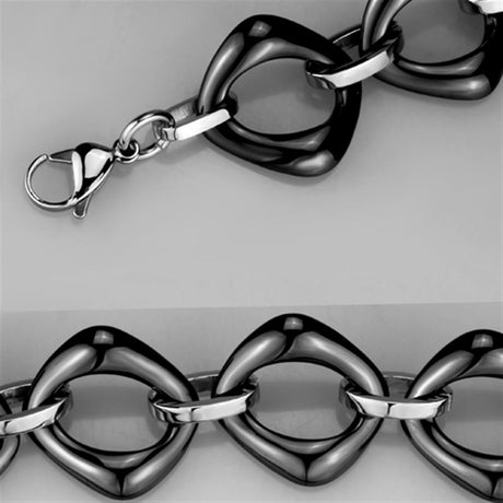 High polished (no plating) Stainless Steel Bracelet with Ceramic  in Jet