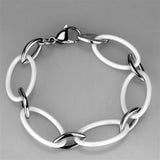 High polished (no plating) Stainless Steel Bracelet with Ceramic  in White