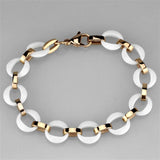 IP Rose Gold(Ion Plating) Stainless Steel Bracelet with Ceramic  in White