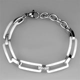 High polished (no plating) Stainless Steel Bracelet with Ceramic  in White