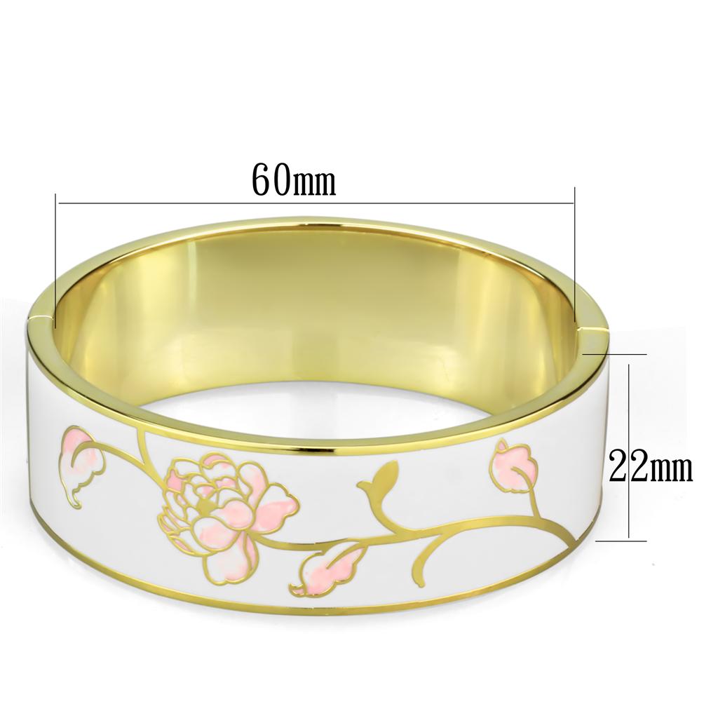 Gold White Metal Bangle with Epoxy  in White