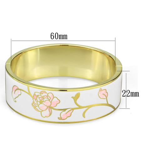 Gold White Metal Bangle with Epoxy  in White