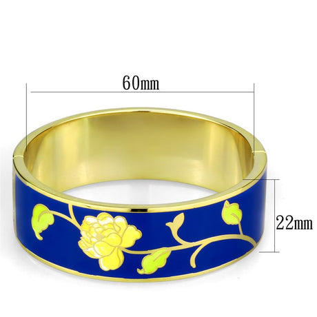 Gold White Metal Bangle with Epoxy  in Capri Blue