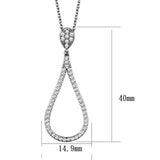 Rhodium Brass Chain Pendant with AAA Grade CZ  in Clear