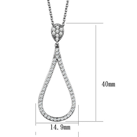 Rhodium Brass Chain Pendant with AAA Grade CZ  in Clear