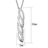 Rhodium Brass Chain Pendant with AAA Grade CZ  in Clear