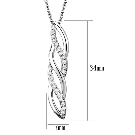 Rhodium Brass Chain Pendant with AAA Grade CZ  in Clear