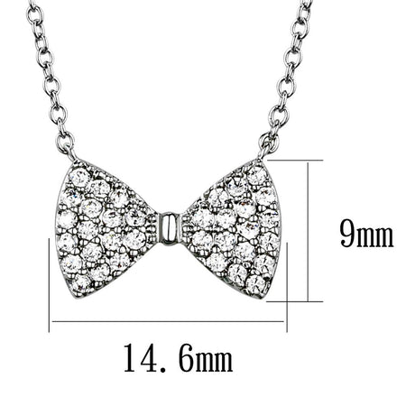 Rhodium Brass Chain Pendant with AAA Grade CZ  in Clear