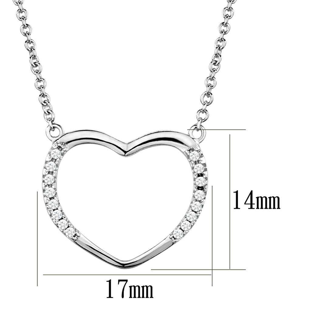 Rhodium Brass Chain Pendant with AAA Grade CZ  in Clear