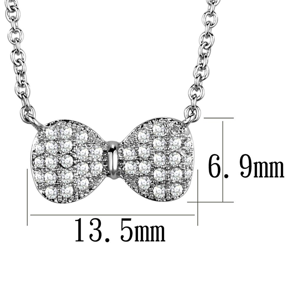 Rhodium Brass Chain Pendant with AAA Grade CZ  in Clear