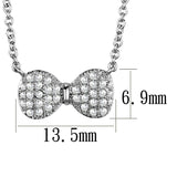 Rhodium Brass Chain Pendant with AAA Grade CZ  in Clear