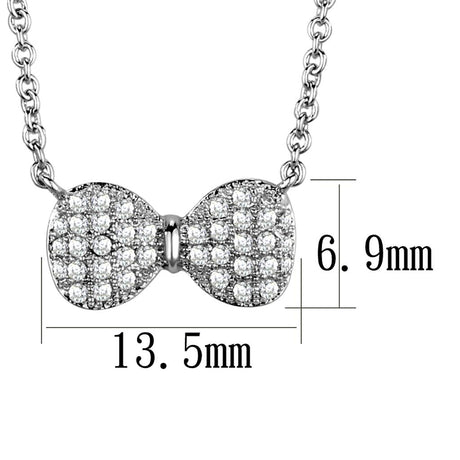 Rhodium Brass Chain Pendant with AAA Grade CZ  in Clear