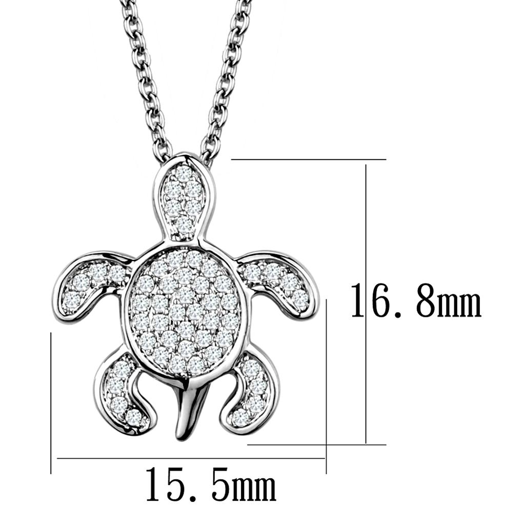 Rhodium Brass Chain Pendant with AAA Grade CZ  in Clear