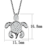 Rhodium Brass Chain Pendant with AAA Grade CZ  in Clear