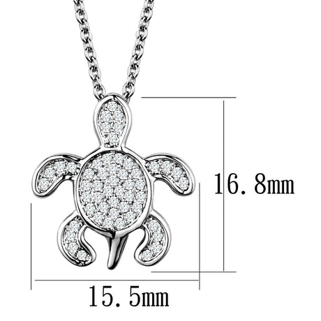Rhodium Brass Chain Pendant with AAA Grade CZ  in Clear