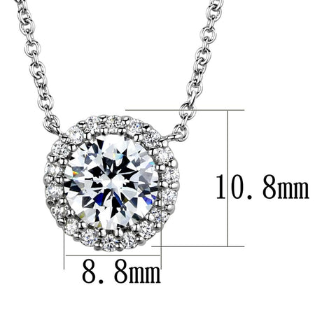 Rhodium Brass Chain Pendant with AAA Grade CZ  in Clear