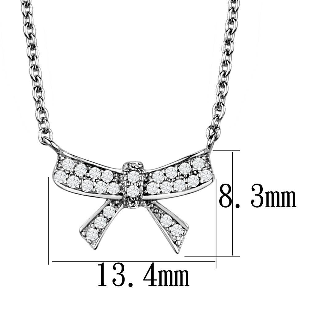 Rhodium Brass Chain Pendant with AAA Grade CZ  in Clear