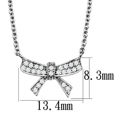 Rhodium Brass Chain Pendant with AAA Grade CZ  in Clear