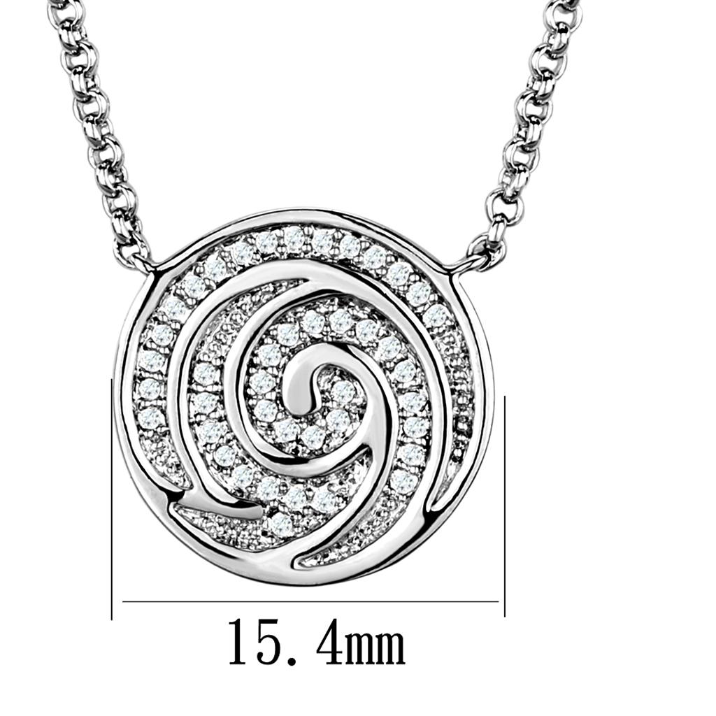 Rhodium Brass Chain Pendant with AAA Grade CZ  in Clear