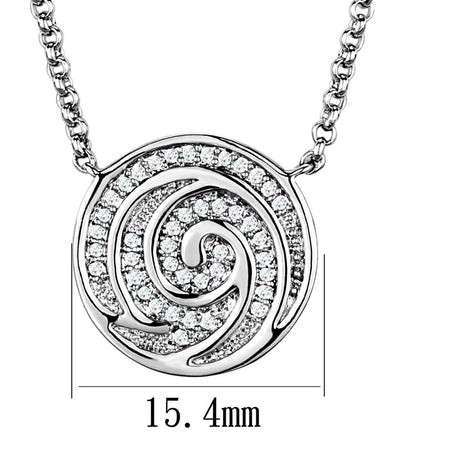 Rhodium Brass Chain Pendant with AAA Grade CZ  in Clear