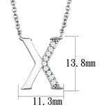 Rhodium Brass Chain Pendant with AAA Grade CZ  in Clear