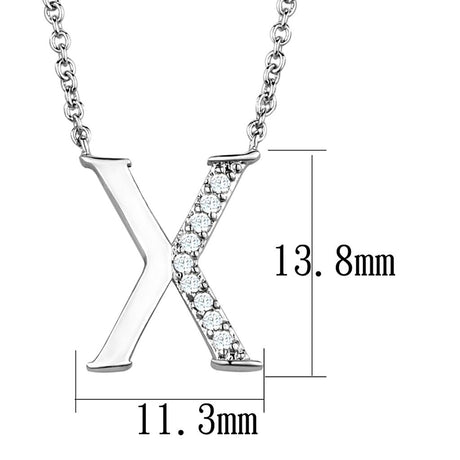 Rhodium Brass Chain Pendant with AAA Grade CZ  in Clear