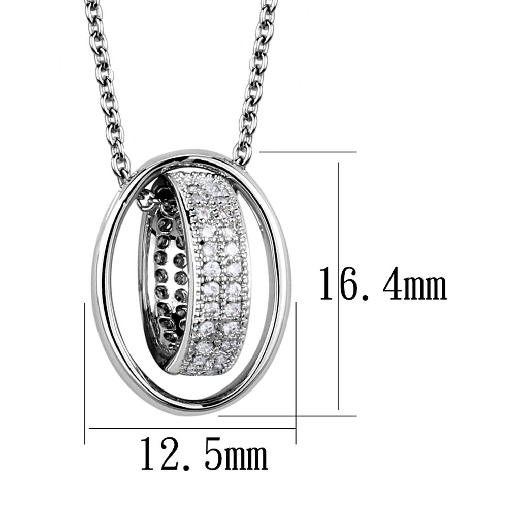 Rhodium Brass Chain Pendant with AAA Grade CZ  in Clear