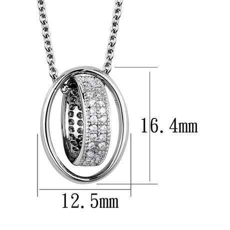 Rhodium Brass Chain Pendant with AAA Grade CZ  in Clear