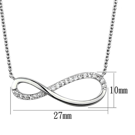 Rhodium Brass Chain Pendant with AAA Grade CZ  in Clear