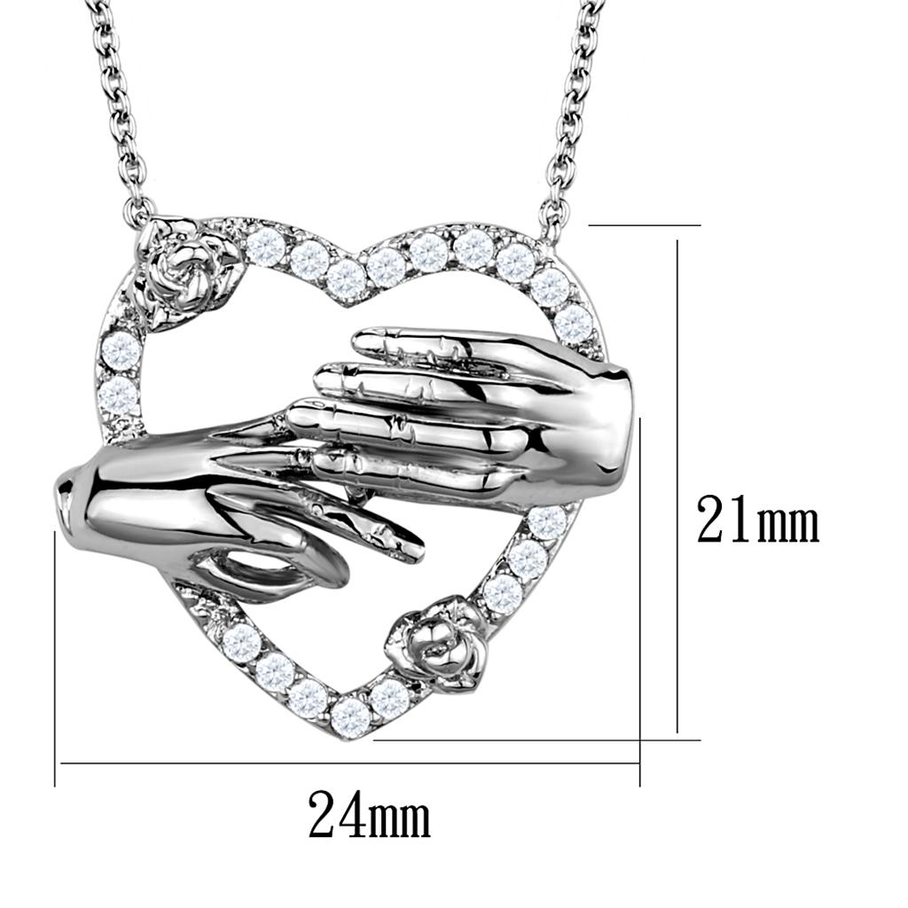 Rhodium Brass Chain Pendant with AAA Grade CZ  in Clear
