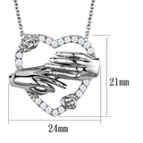 Rhodium Brass Chain Pendant with AAA Grade CZ  in Clear