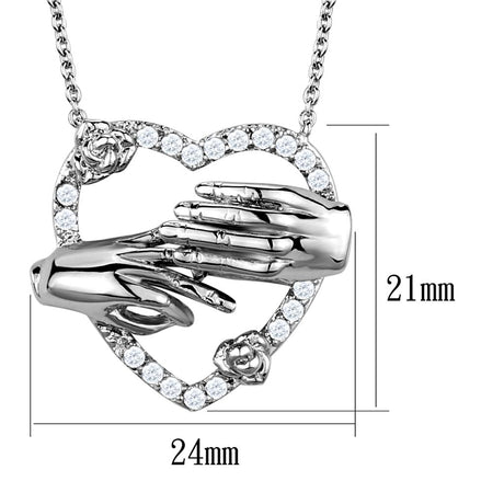 Rhodium Brass Chain Pendant with AAA Grade CZ  in Clear