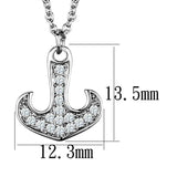 Rhodium Brass Chain Pendant with AAA Grade CZ  in Clear