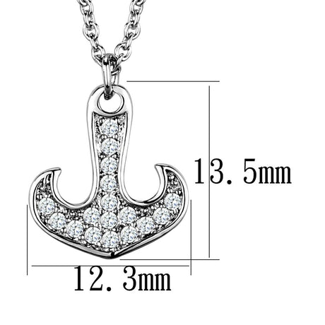 Rhodium Brass Chain Pendant with AAA Grade CZ  in Clear