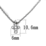Rhodium Brass Chain Pendant with AAA Grade CZ  in Clear