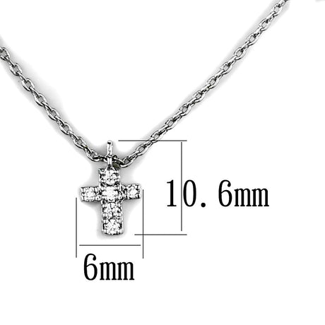 Rhodium Brass Chain Pendant with AAA Grade CZ  in Clear