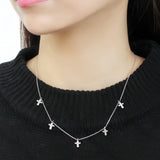 Rhodium Brass Chain Pendant with AAA Grade CZ  in Clear