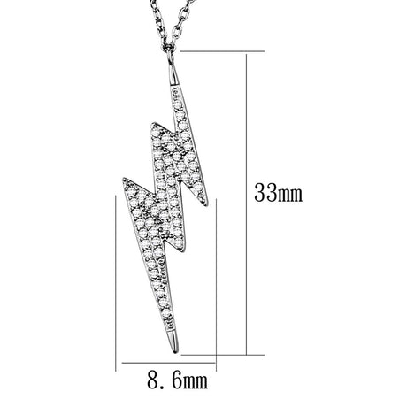 Rhodium Brass Chain Pendant with AAA Grade CZ  in Clear