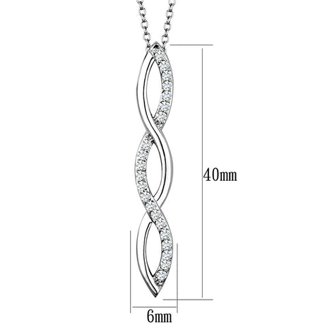 Rhodium Brass Chain Pendant with AAA Grade CZ  in Clear