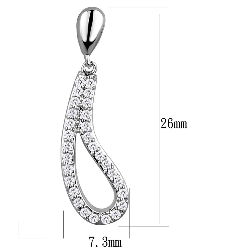 Rhodium Brass Earrings with AAA Grade CZ  in Clear