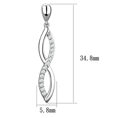 Rhodium Brass Earrings with AAA Grade CZ  in Clear