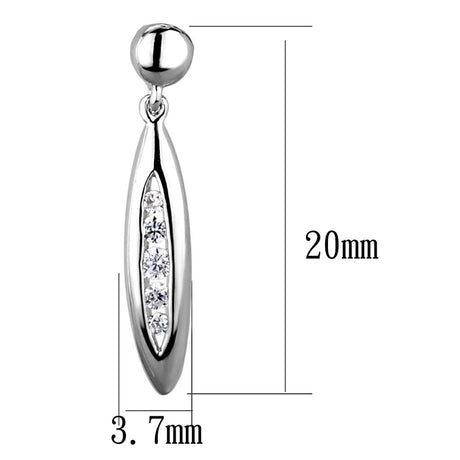 Rhodium Brass Earrings with AAA Grade CZ  in Clear